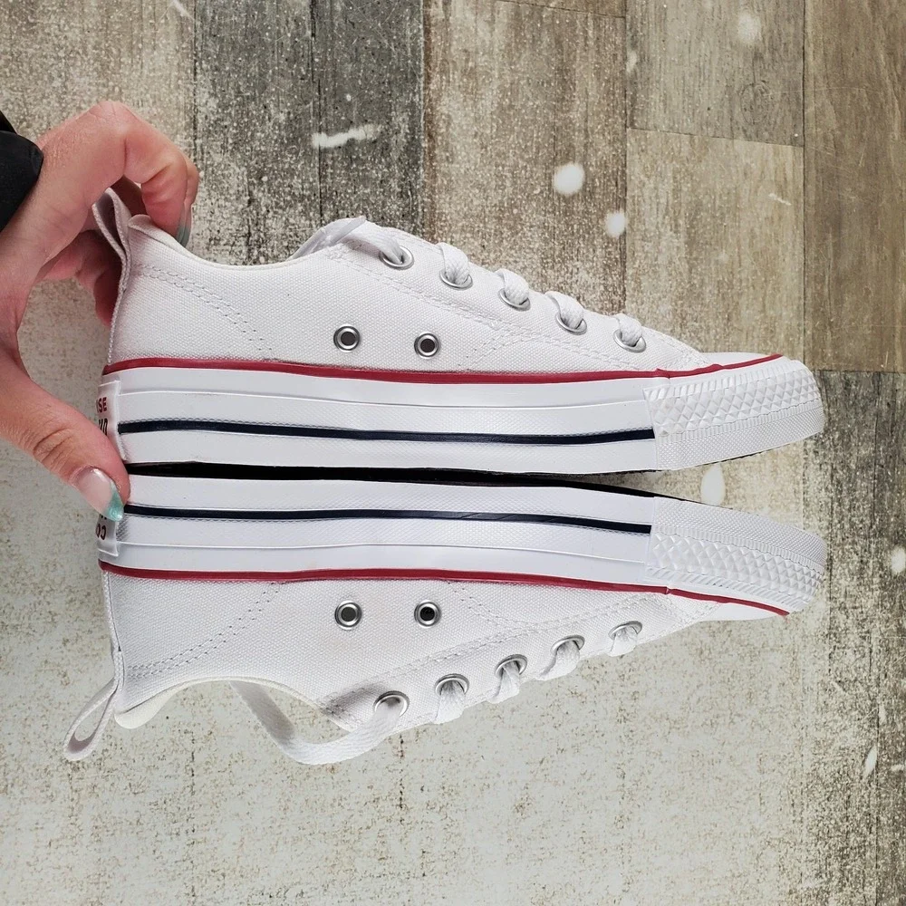 Converse Chuck Taylor All Star Malden Kids Shoes Sz 3.5 White Garnet Sneakers